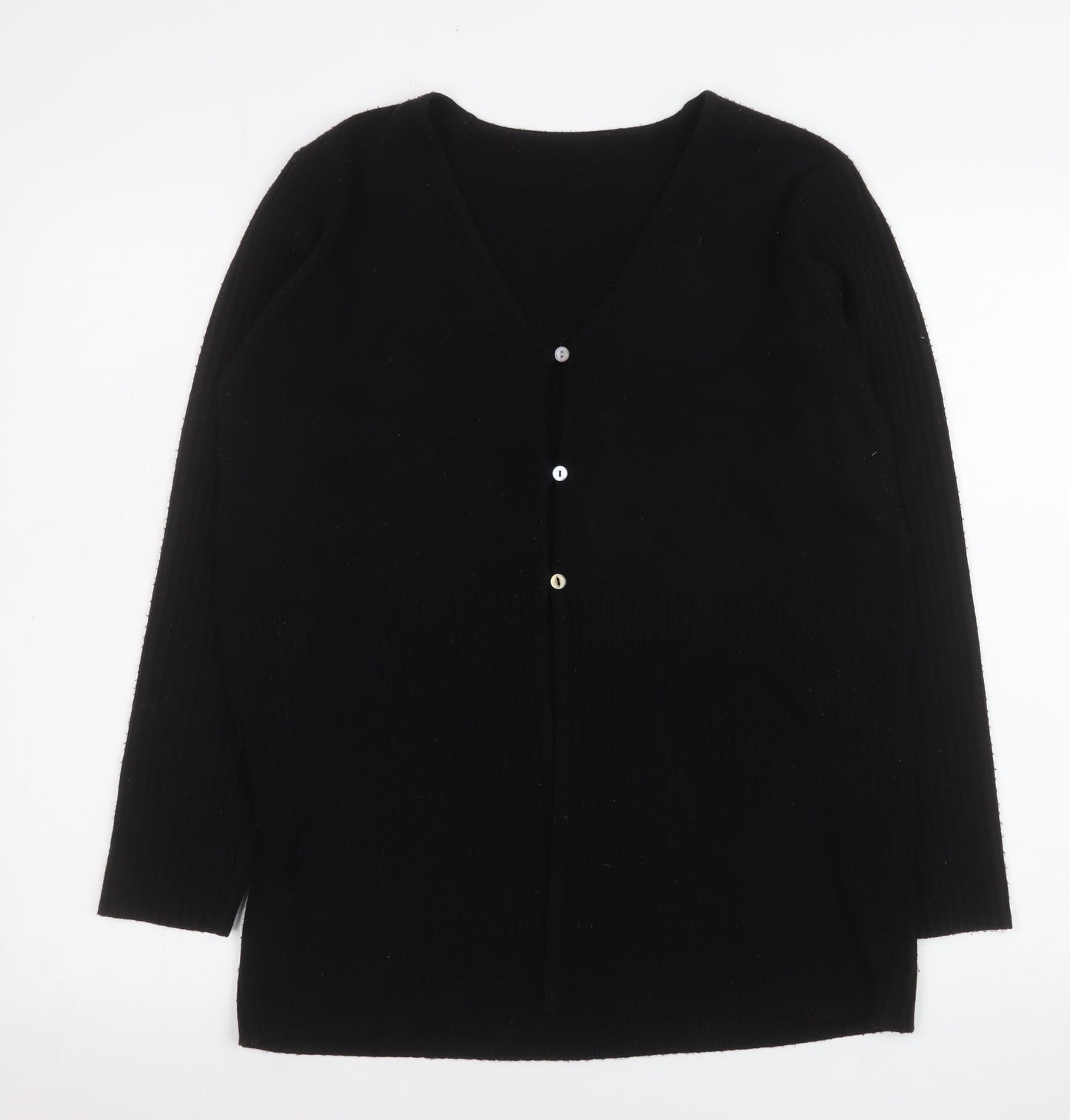 BHS Womens Black Acrylic V-Neck Long Sleeve Cardigan Size 14