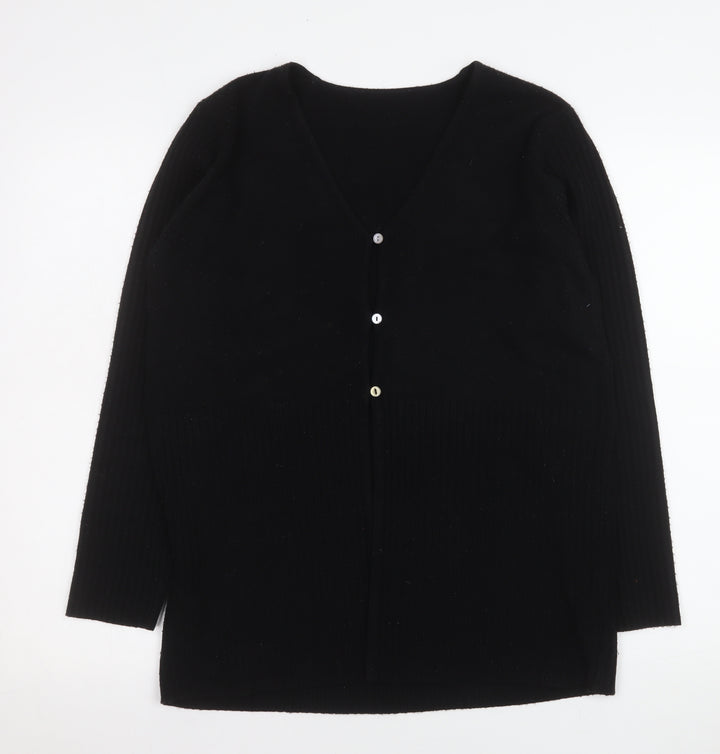 BHS Womens Black Acrylic V-Neck Long Sleeve Cardigan Size 14
