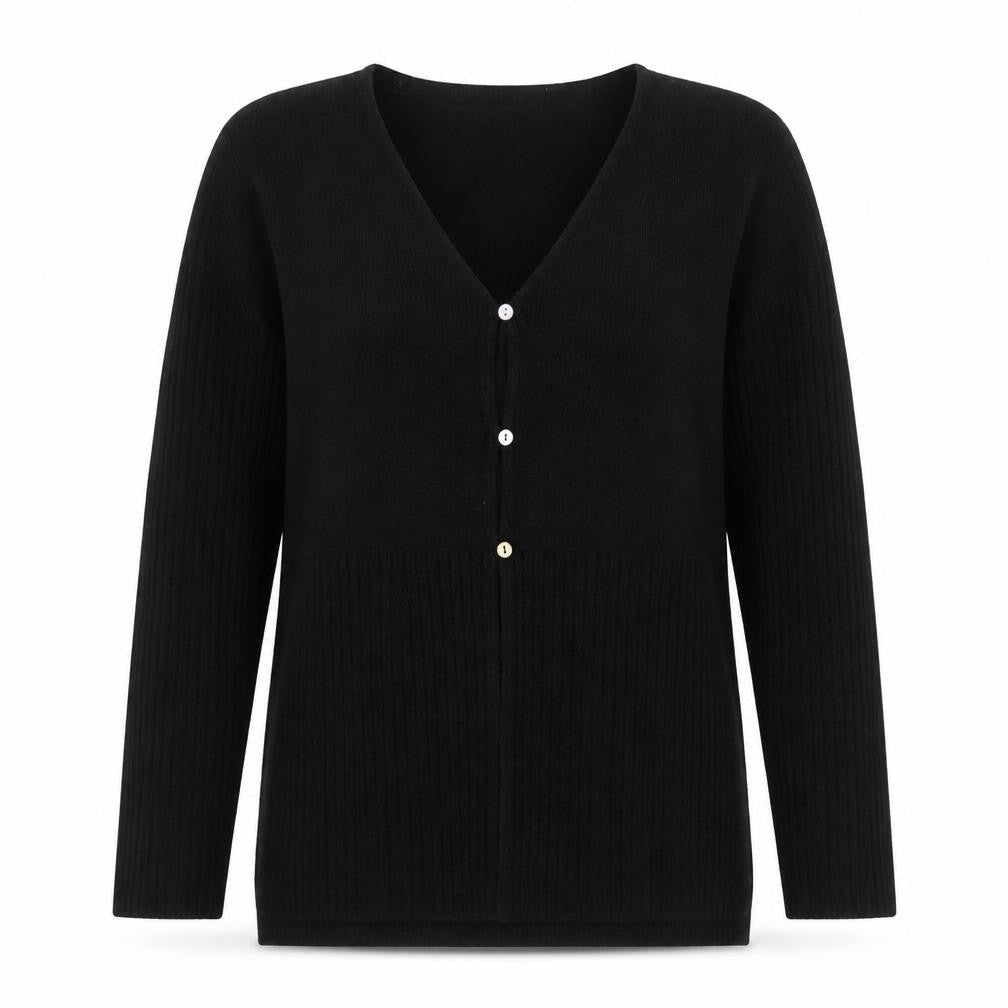 BHS Womens Black Acrylic V-Neck Long Sleeve Cardigan Size 14