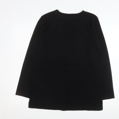 BHS Womens Black Acrylic V-Neck Long Sleeve Cardigan Size 14