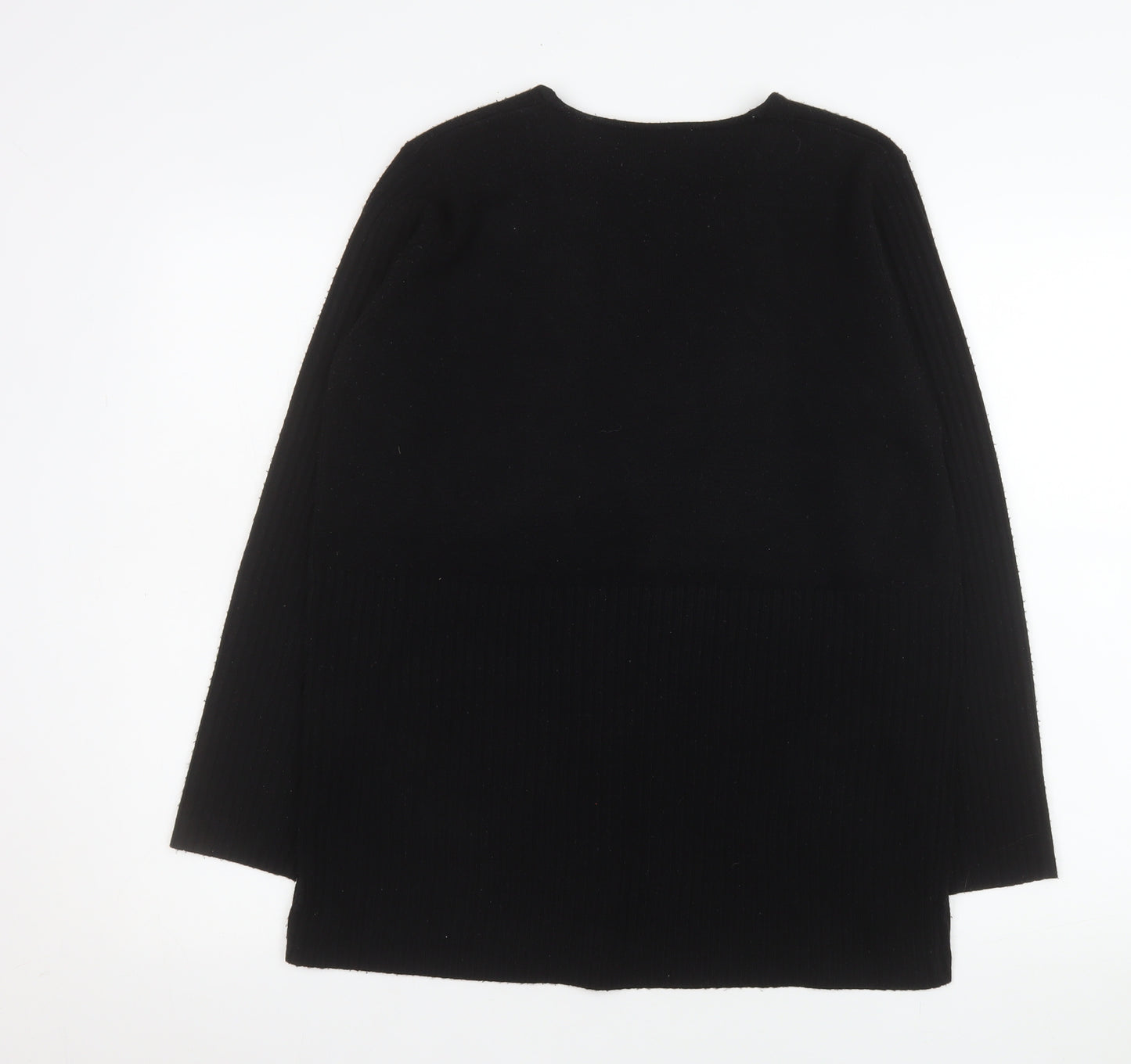 BHS Womens Black Acrylic V-Neck Long Sleeve Cardigan Size 14