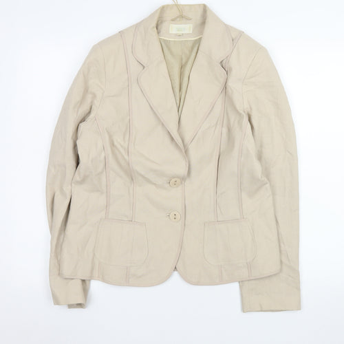 Marks and Spencer Womens Beige Linen Blend Two-Button Blazer UK 16