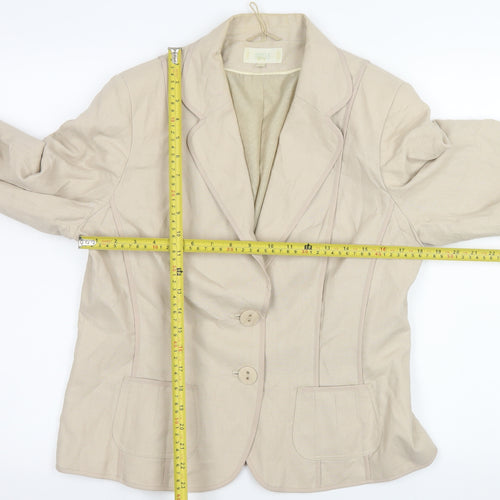 Marks and Spencer Womens Beige Linen Blend Two-Button Blazer UK 16
