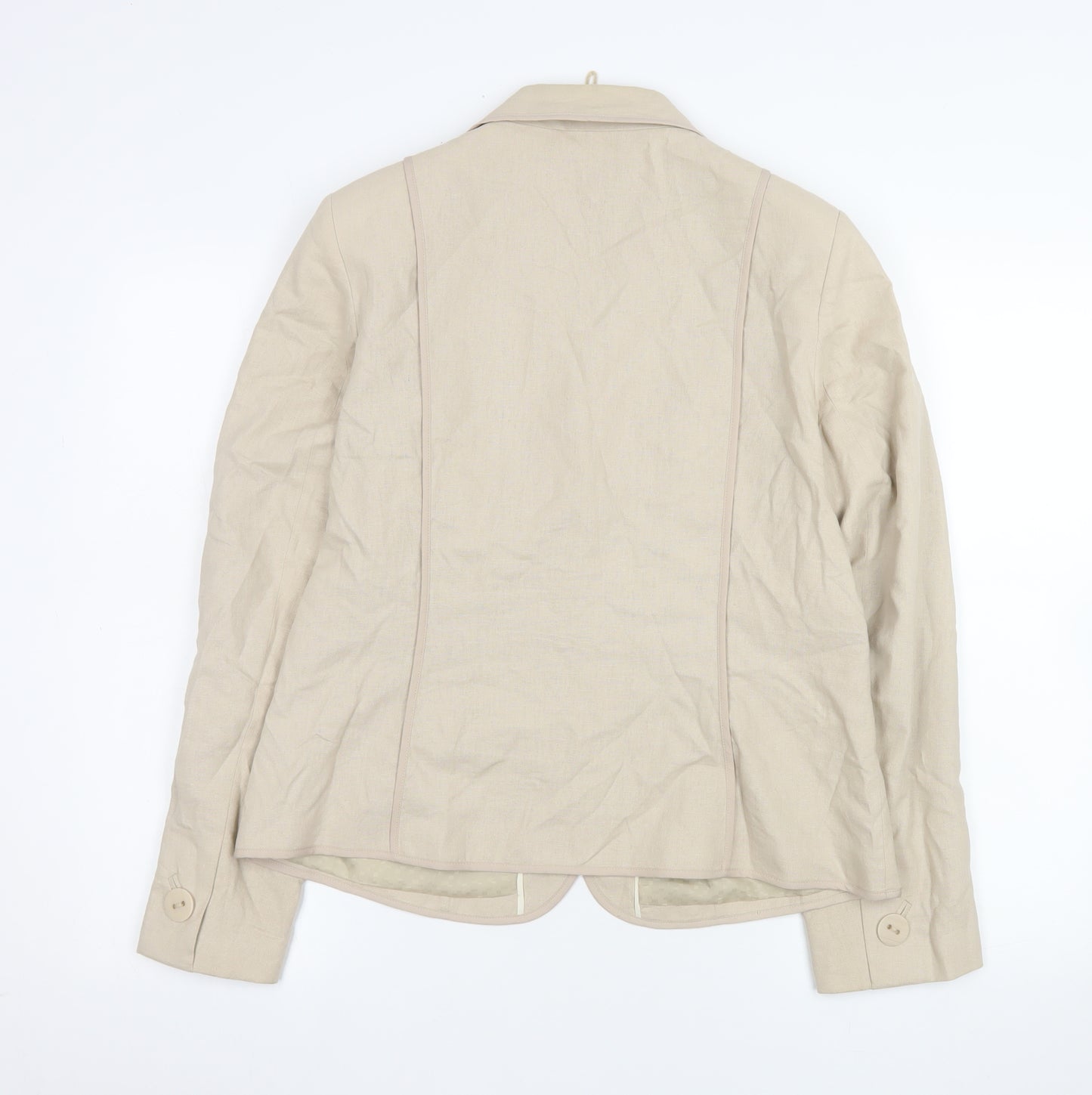 Marks and Spencer Womens Beige Linen Blend Two-Button Blazer UK 16