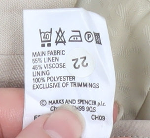 Marks and Spencer Womens Beige Linen Blend Two-Button Blazer UK 16