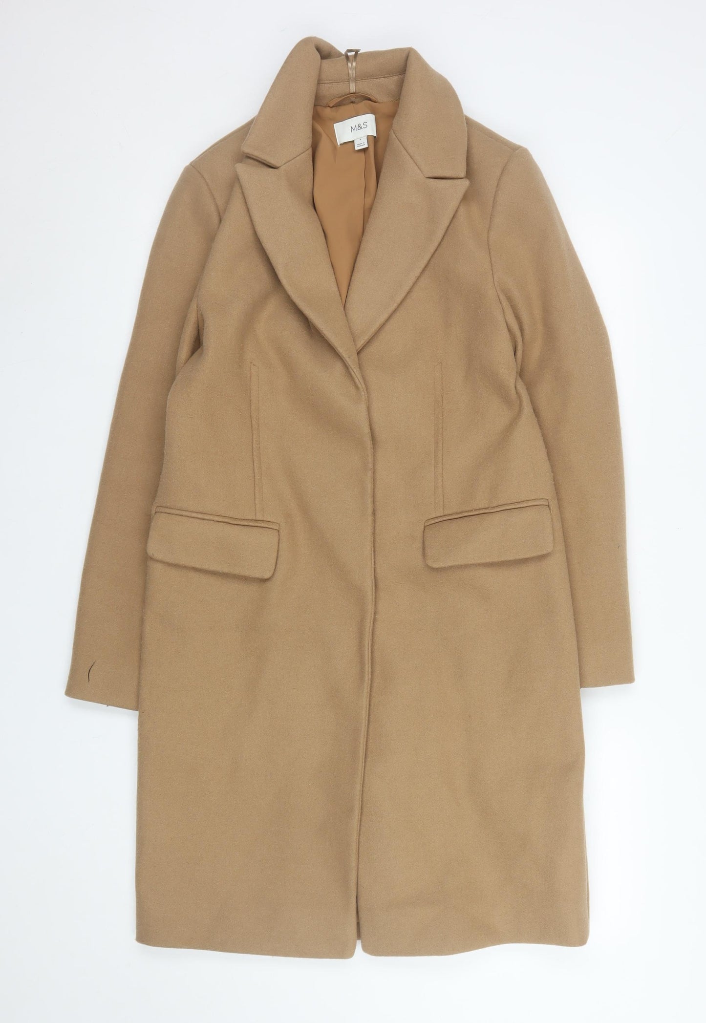Marks and Spencer Women Beige Size 8 Classic Mid-Length Coat