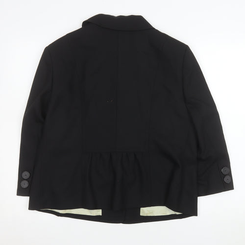 KENAR Womens Black Size 18 Wool Blend Single-Breasted Suit Jacket