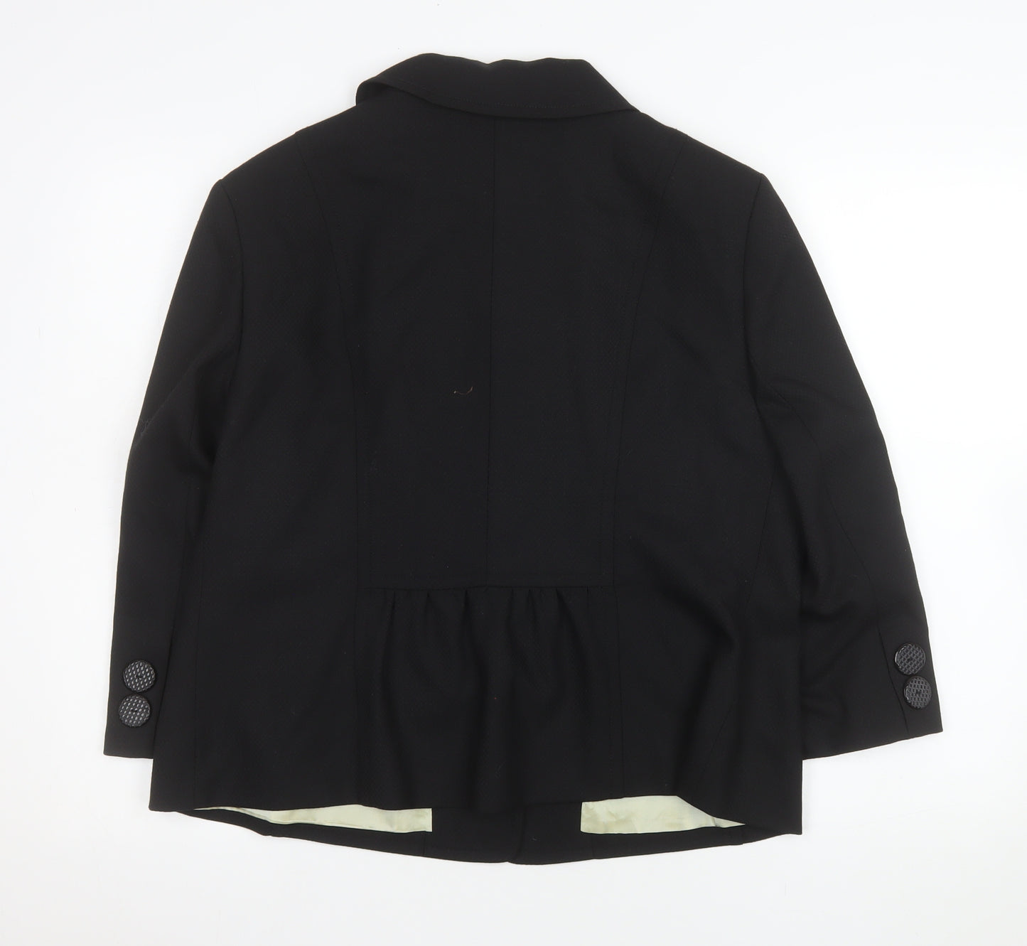 KENAR Womens Black Size 18 Wool Blend Single-Breasted Suit Jacket