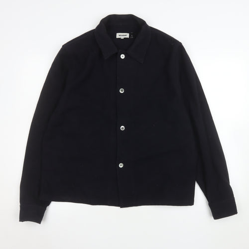 Weekday Men's Black Wool Blend Button Up Basic Jacket Size M