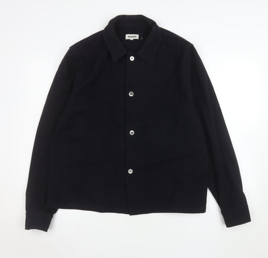 Weekday Men's Black Wool Blend Button Up Basic Jacket Size M
