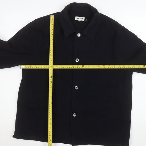 Weekday Men's Black Wool Blend Button Up Basic Jacket Size M
