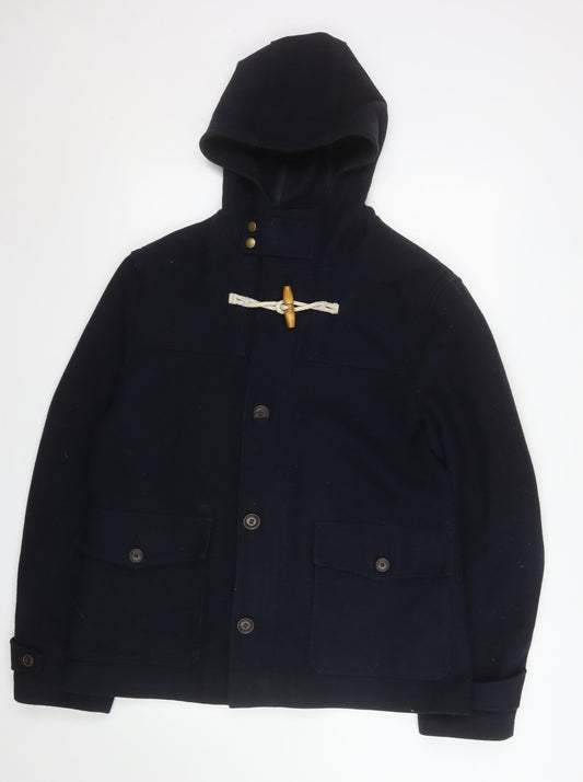 North Coast Men’s Blue Wool Hooded Duffle Coat Size M