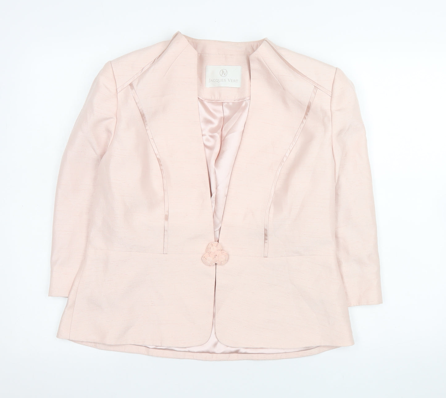 Jacques Vert Women Pink Size 14 Shawl Collar Single Breasted Jacket
