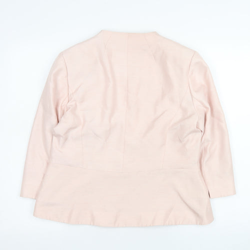 Jacques Vert Women Pink Size 14 Shawl Collar Single Breasted Jacket
