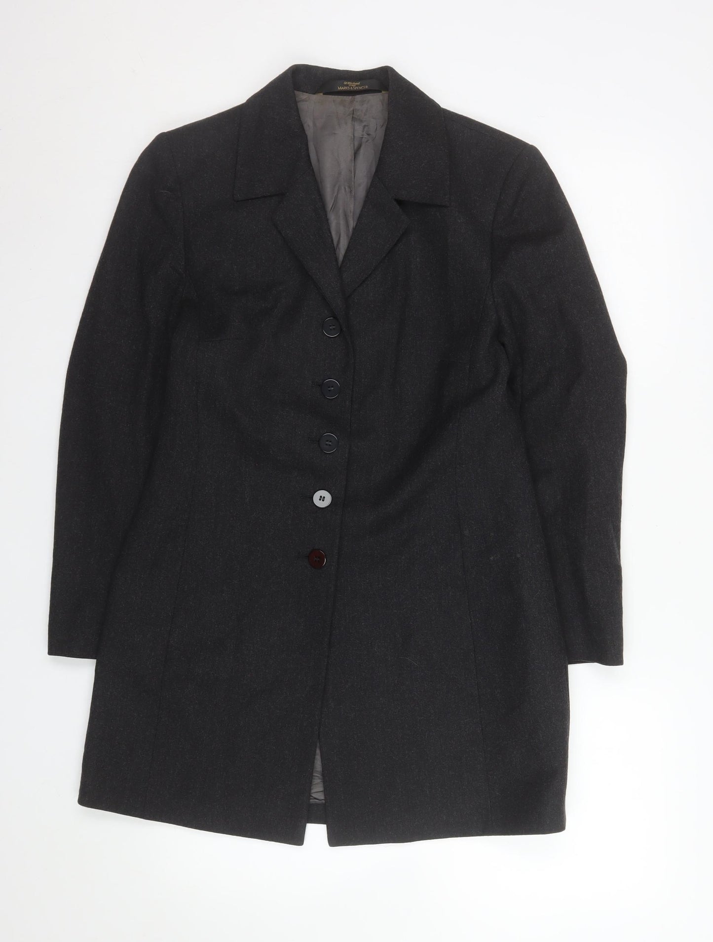 Marks and Spencer Women’s Grey Wool Blend Petite Overcoat Size 10