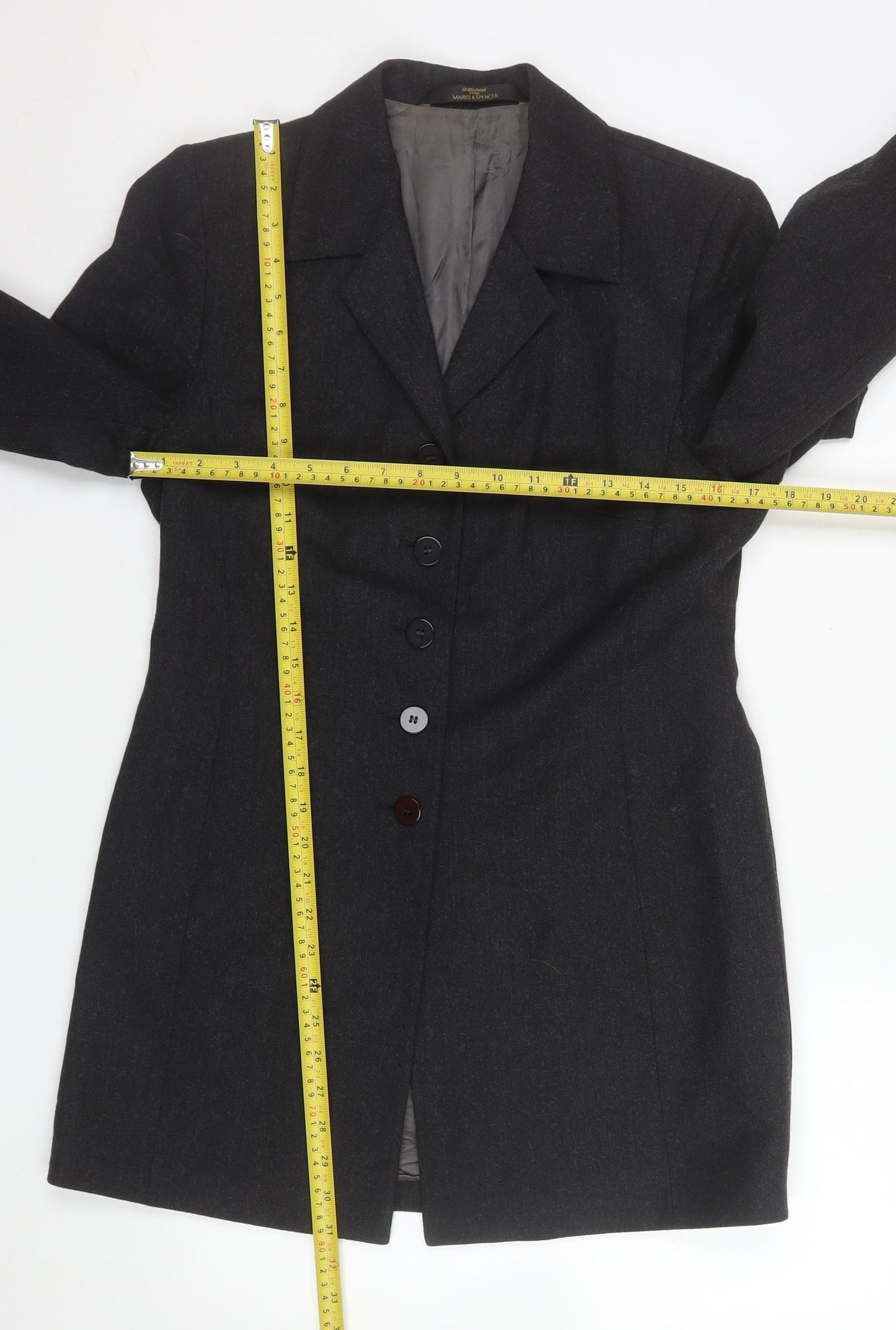 Marks and Spencer Women’s Grey Wool Blend Petite Overcoat Size 10