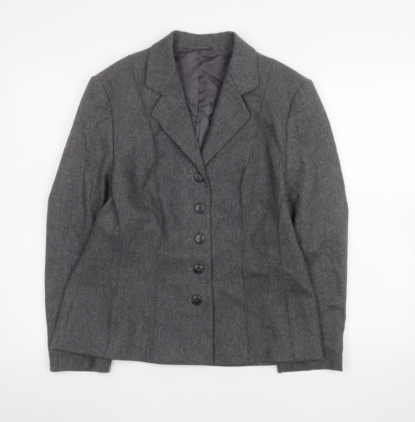 Xara Women Grey Wool Blend Suit Jacket UK 12 Classic Fit