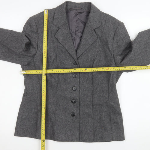 Xara Women Grey Wool Blend Suit Jacket UK 12 Classic Fit