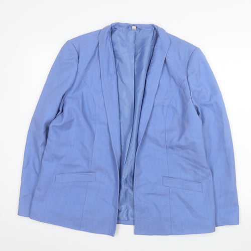 EWM Women Blue Size 16 Classic Shawl Collar Lined Blazer Jacket