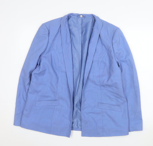 EWM Women Blue Size 16 Classic Shawl Collar Lined Blazer Jacket