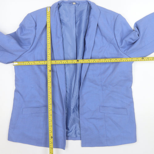 EWM Women Blue Size 16 Classic Shawl Collar Lined Blazer Jacket