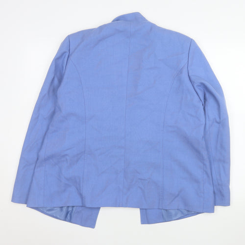 EWM Women Blue Size 16 Classic Shawl Collar Lined Blazer Jacket