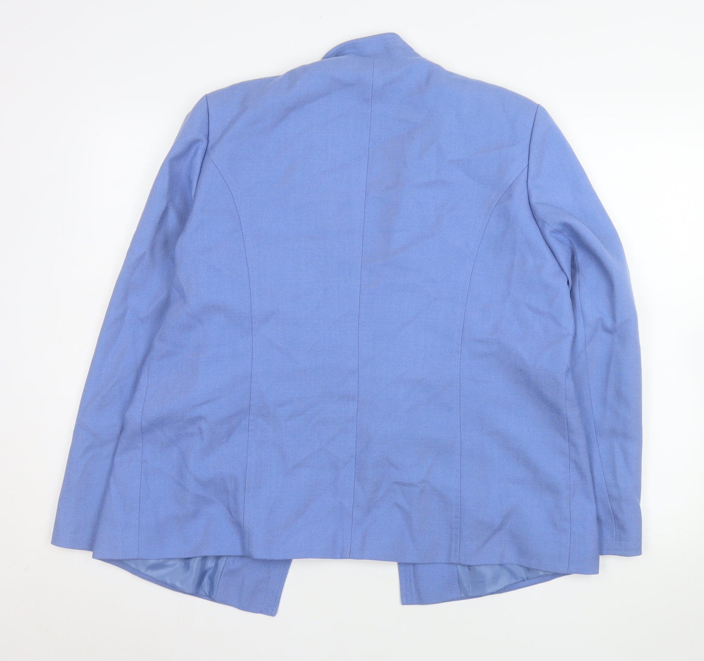 EWM Women Blue Size 16 Classic Shawl Collar Lined Blazer Jacket