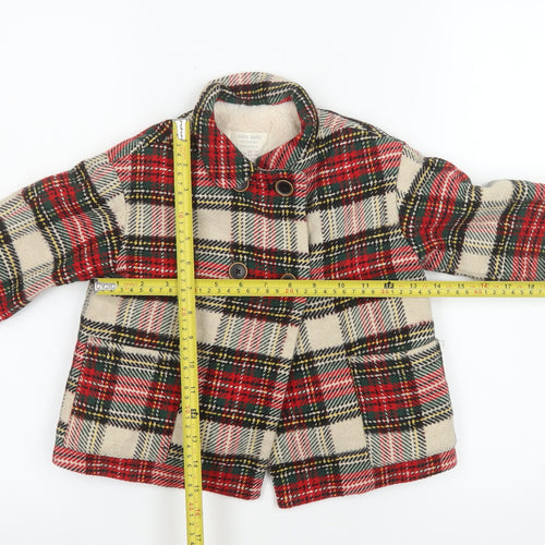 Zara Baby Unisex Multicoloured Check Wool Blend Pea Coat 18-24 Months
