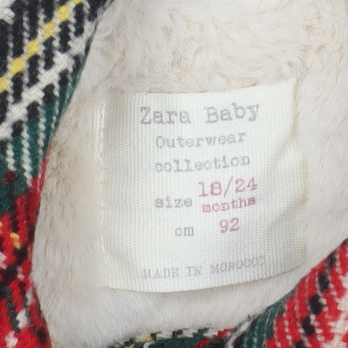 Zara Baby Unisex Multicoloured Check Wool Blend Pea Coat 18-24 Months