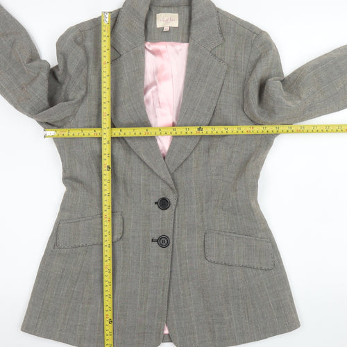 Whistles Women Grey Wool Blend Herringbone Blazer UK 12 Classic Fit