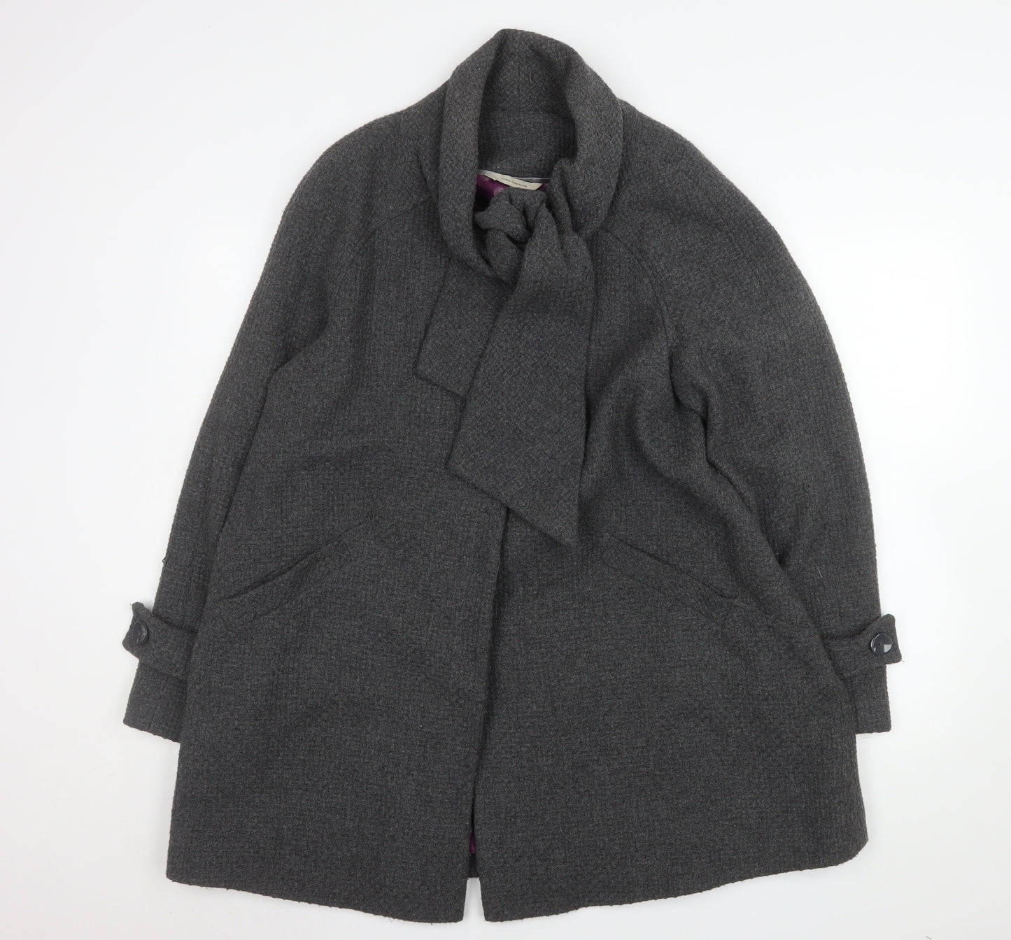 Designers at Debenhams Womens Grey Wool Blend Coat Size 16 Classic Style