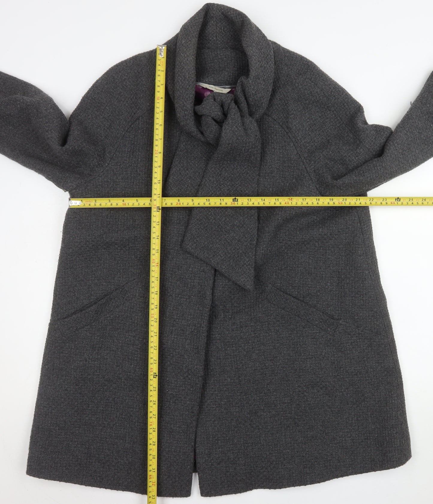 Designers at Debenhams Womens Grey Wool Blend Coat Size 16 Classic Style