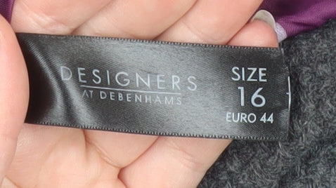 Designers at Debenhams Womens Grey Wool Blend Coat Size 16 Classic Style