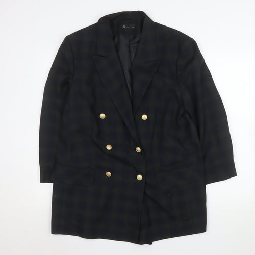 BH Women Black Watch Check Double-Breasted Blazer Size 18