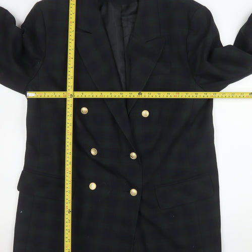 BH Women Black Watch Check Double-Breasted Blazer Size 18