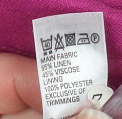 Marks and Spencer Women Magenta Linen Blend Short Sleeve Blazer Size 16