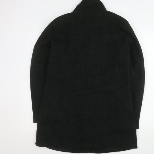 ONLY Women's Black Wool Blend Pea Coat M Mid-Length Classic Style