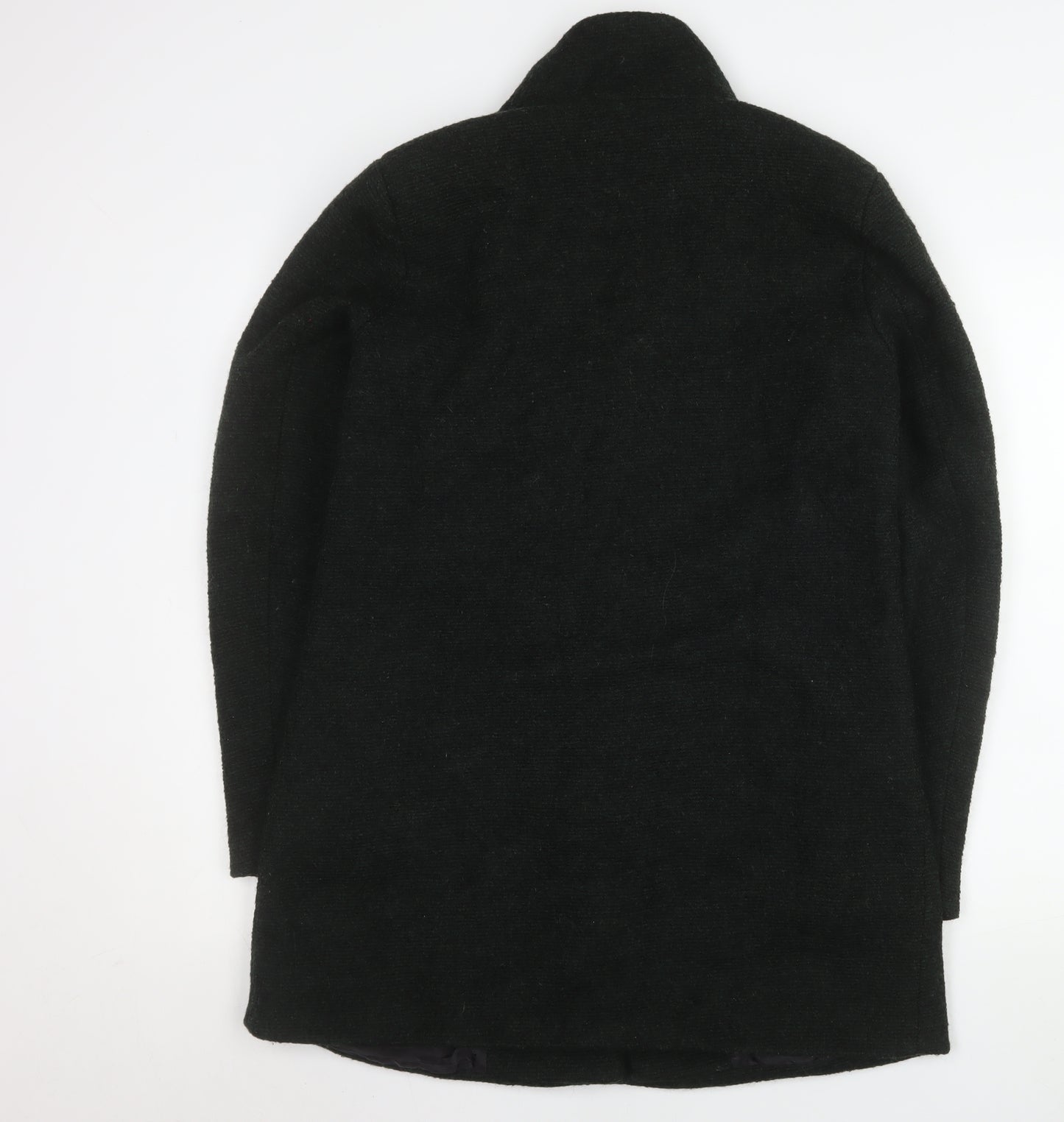 ONLY Women's Black Wool Blend Pea Coat M Mid-Length Classic Style