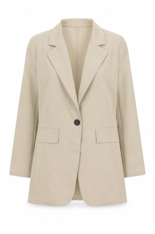 Front view of I Saw It First Women’s Beige Longline Blazer Jacket UK 10