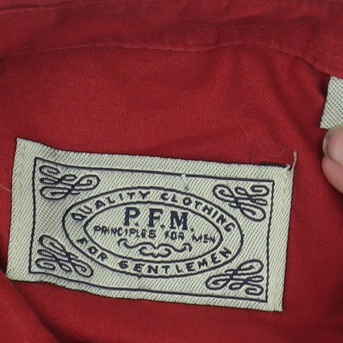 Principles For Men Red Short Sleeve Button-Up Shirt Size L