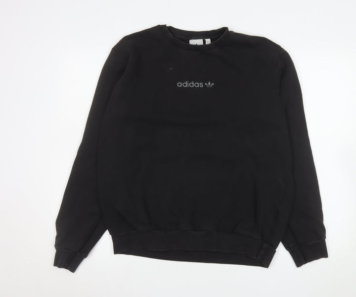 Adidas Mens Black Crew Neck Sweatshirt L Sports Pullover