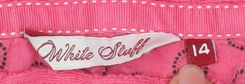 White Stuff Women's Pink Cotton Long Sleeve Pullover Hoodie Size 14