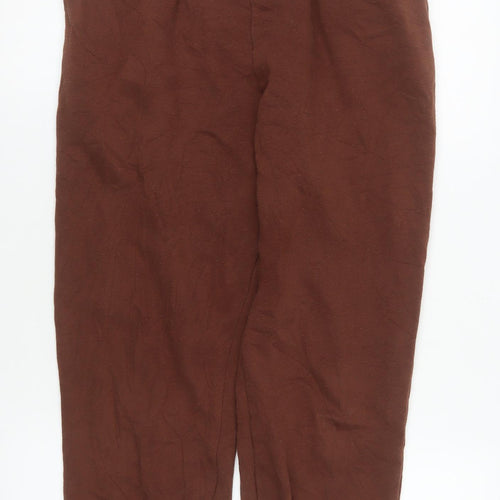 Zara Womens Brown Jogger Sweatpants L Cotton Blend Elastic Waist