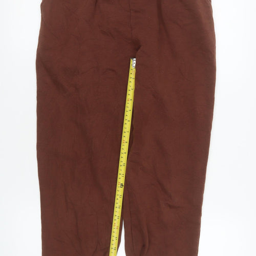 Zara Womens Brown Jogger Sweatpants L Cotton Blend Elastic Waist