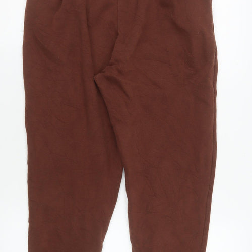 Zara Womens Brown Jogger Sweatpants L Cotton Blend Elastic Waist