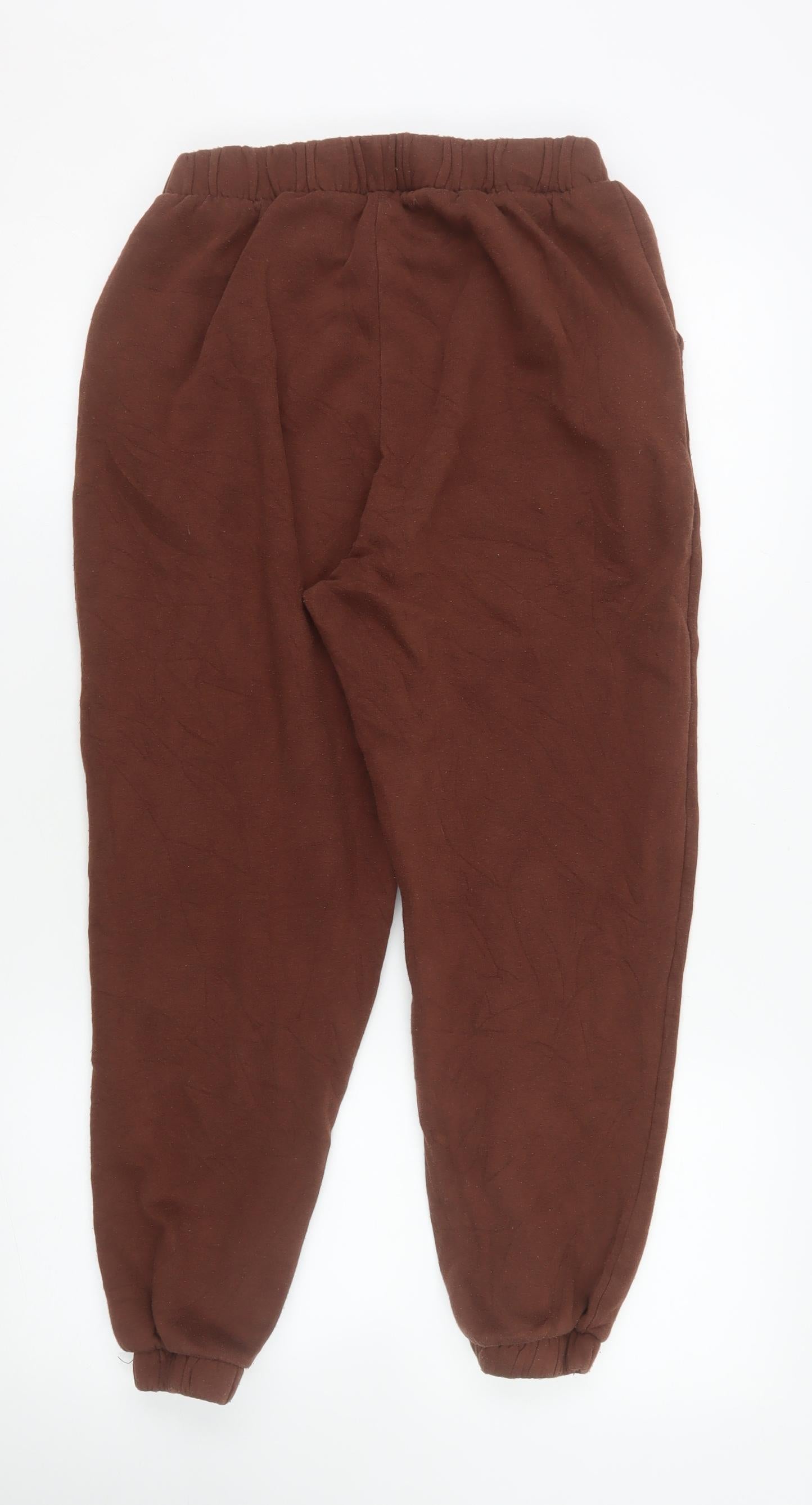 Zara Womens Brown Jogger Sweatpants L Cotton Blend Elastic Waist