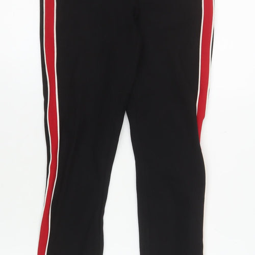 Zara Women Black Red Side Stripe Skinny Trousers Size S