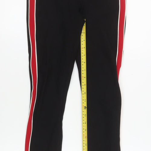 Zara Women Black Red Side Stripe Skinny Trousers Size S