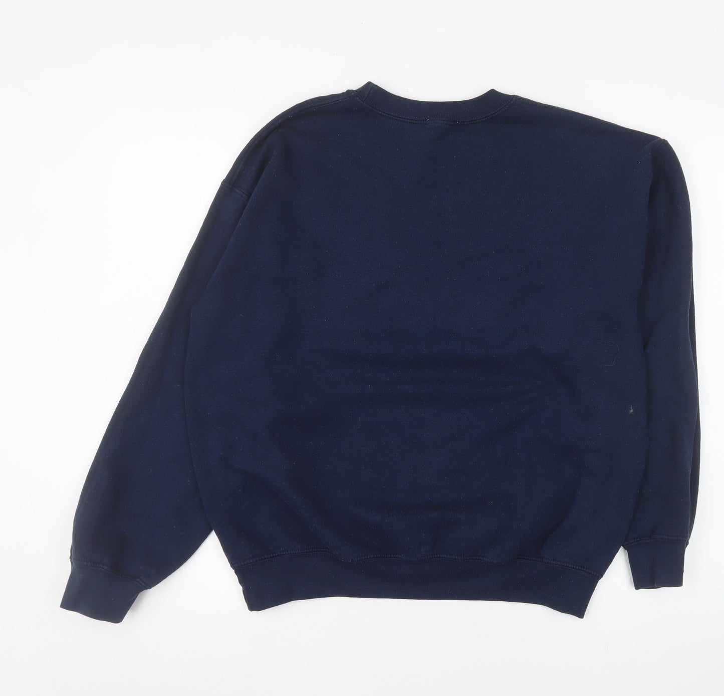Topshop Women's Navy Pullover Sweatshirt M Alaska Embroidered Crew Neck