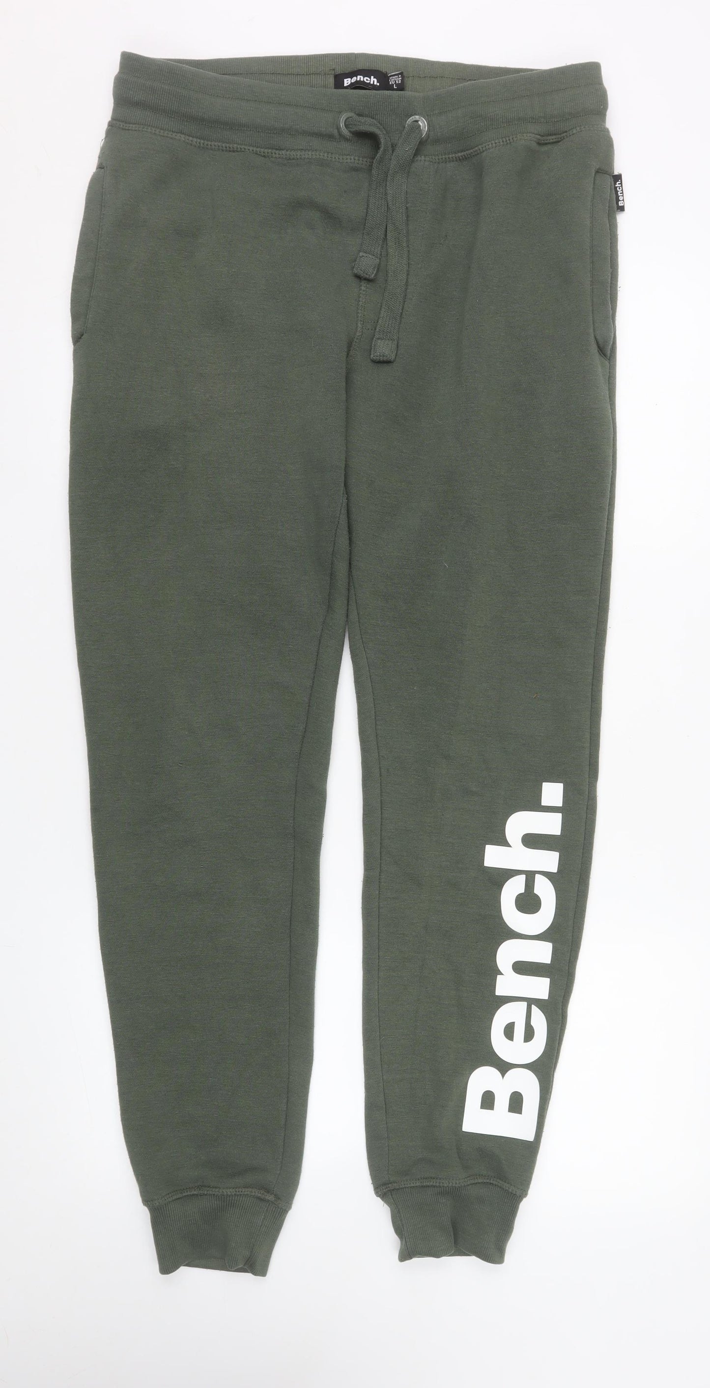 Bench Men's Green Jogger Trousers Size L Regular Fit Activewear